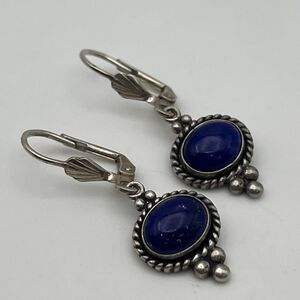 Quoc Turquoise Inc QT Sterling 925 Silver Lapis Lazuli Dangle Earrings